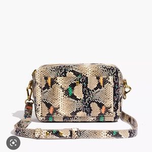 Madewell The Transport leather snake embossed bag